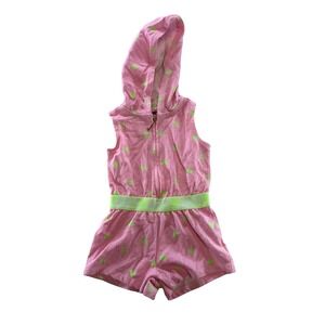Juicy Couture Pink Heart Print Sleeveless Hooded Romper‎ Jumpsuit Kids 24 Months